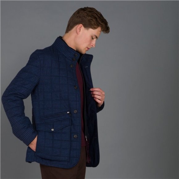 Glenveigh quilted coat in blue gingham check - Picture 5 of 8
